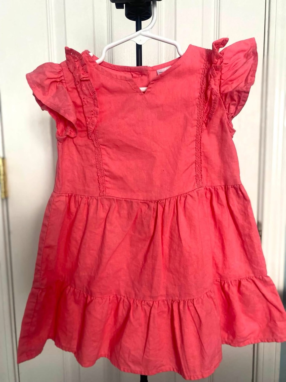 Carter’s Coral Pink Flutter Sleeve Tiered Dress – 2T